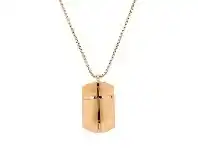 Bevilles Jewellery Yellow Stainless Steel Cross Dogtag Necklace offer