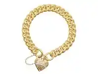 Bevilles Jewellery Diamond Set Padlock Bracelet in 9ct Yellow Gold Silver Infused offer