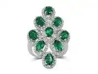 Created Emerald & Diamond Multi Oval Ring with 9ct White Gold