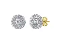 Bevilles Jewellery 9ct Yellow Gold 0.25ct Diamond Brilliant Illusion Plate Earrings offer