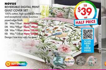 Lincraft Novus Reversible Digital Print Quilt Cover Set offer