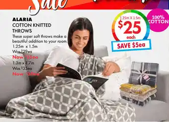 Lincraft Alaria Cotton Knitted Throws offer