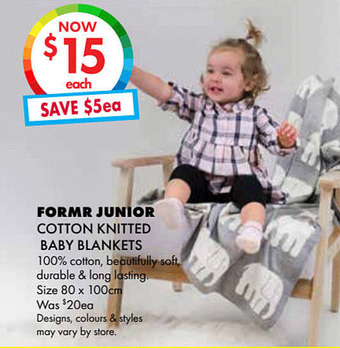 Lincraft Formr Junior Cotton Knitted Baby Blankets offer