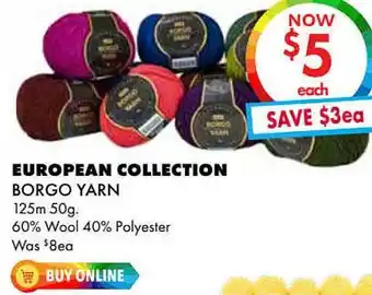 Lincraft European Collection Borgo Yarn offer