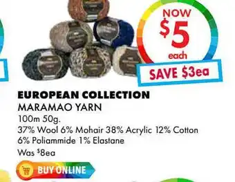 Lincraft European Collection Maramao Yarn offer