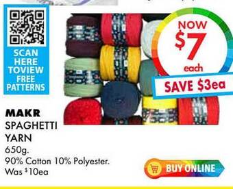 Lincraft Makr Spaghetti Yarn offer