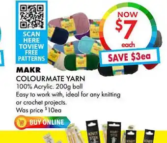 Lincraft Makr Colourmate Yarn offer