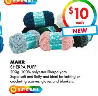 Lincraft Makr Sherpa Puff offer
