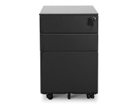 LivingStyles Desio 3 Drawer Moblie Pedestal File Cabinet, Black offer