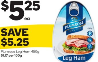 Woolworths Plumrose Leg Ham 450g offer