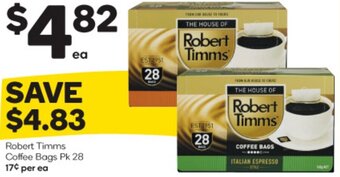 Woolworths Robert Timms Coffee Bags offer