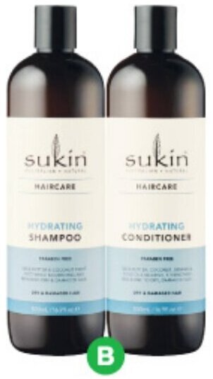 Woolworths Sukin Shampoo Or Conditioner 500ml offer