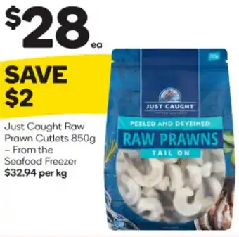Woolworths Just Caught Raw Prawn Cutlets 850g offer
