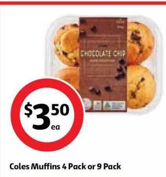 Coles Coles Muffins 4 Pack Or 9 Pack offer