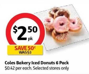 Coles Coles Bakery Iced Donuts 6 Pack offer