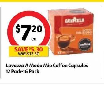 Coles Lavazza A Modo Mio Coffee Capsules 12 Pack-16 Pack offer