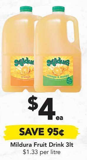 Drakes Mildura Fruit Drink offer