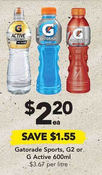 Drakes Gatorade Sports, G2 Or G Active offer