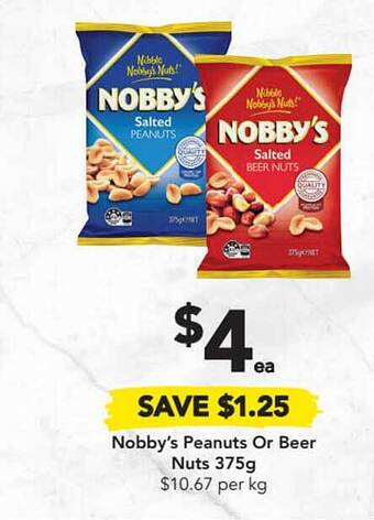 Drakes Nobbys Peanuts Or Beer Nuts offer