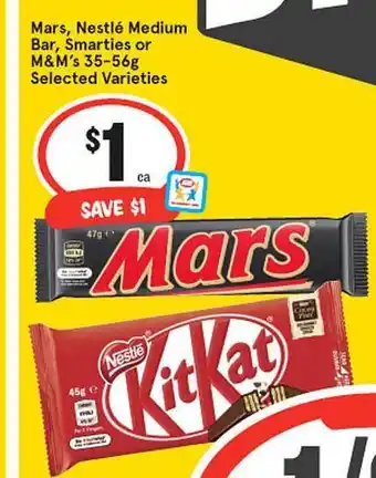 IGA Mars Nestlé Medium Bar Smarties Or M&m's offer