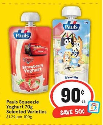 IGA Pauls Squeezie Yoghurt offer