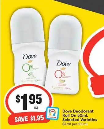 IGA Dove Deodorant Roll On offer