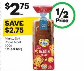 Woolworths Mighty Soft Raisin Toast offer
