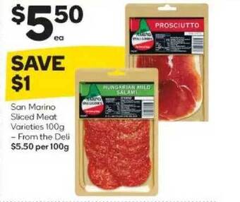 Woolworths San Marino Sliced Meat offer
