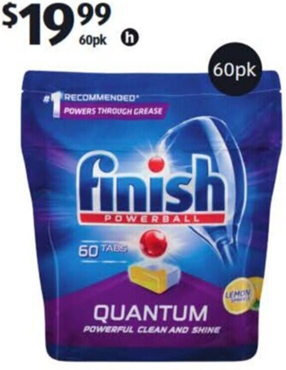 Finish Quantum Dishwashing Tablets 60pk offer at ALDI