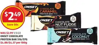 ALDI Onset Chocolate Protein Bar 51g/57g offer