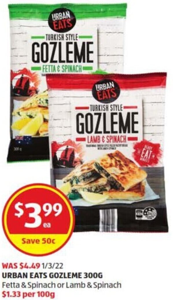Urban Eats Gozleme 300g offer at ALDI