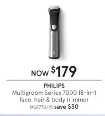 Myer Philips Multigroom Series 7000 18- in-1 Face, Hair & Body Trimmer offer