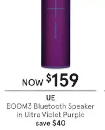 Myer UE Boom3 Bluetooth Speaker in Ultra Violet Purple offer