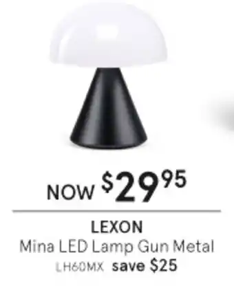 Myer Lexon Mina LED Lamp Gun Metal offer