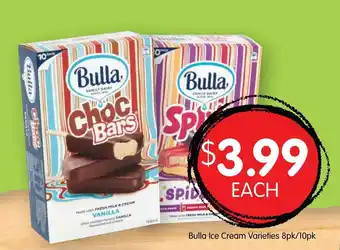 Spudshed Bulla Ice Cream Varieties 8pk/10pk offer