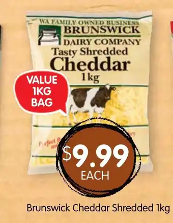 Spudshed Brunswick Cheddar Chredded 1kg offer