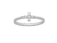 Bevilles Jewellery Sterling Silver beaded Cross ring with Cubic Zirconia - Q offer