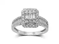 Bevilles Jewellery Emerald Baguette Ring with 1.00ct of Diamonds in 9ct White Gold - N offer