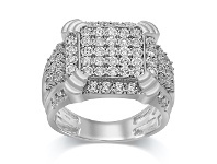 Bevilles Jewellery Men's Square Look Ring with 3/4ct of Diamonds in Sterling Silver - V offer