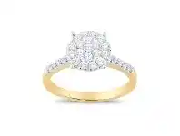 Bevilles Jewellery Martina Solitaire Look Ring with 1/2ct of Diamonds in 9ct Yellow Gold - Q offer
