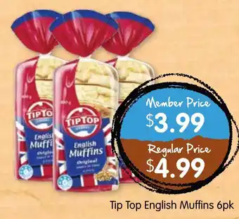Spudshed Tip Top English Muffins 6pk offer