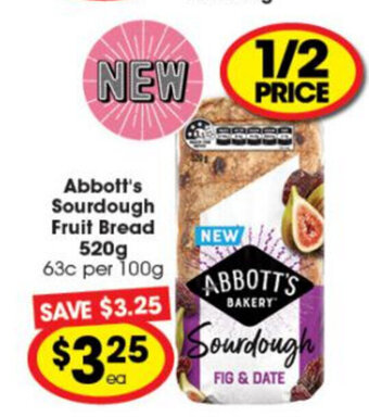 Ritchies Abbott's Sourdough Fruit Bread 520g offer