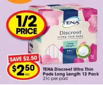Ritchies TENA Discreet Ultra Thin Pads Long Length 12 Pack offer