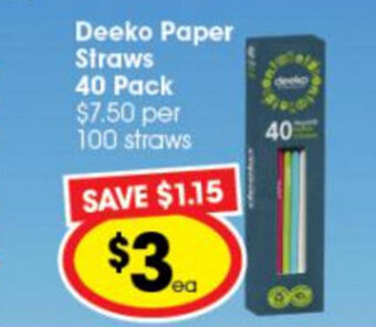 Ritchies Deeko Paper Straws 40 Pack offer