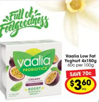 Ritchies Vaalia Low Fat Yoghurt 4x150g offer