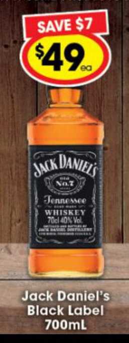 Ritchies Jack Daniel's Black Label 700ml offer