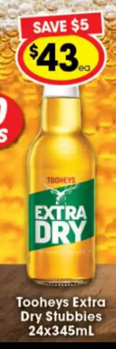 Ritchies Tooheys Extra Bry Stubbies 24x345ml offer