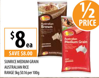 Supabarn Sunrice Medium Grain Australian Rice Range 5kg offer