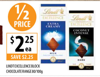 Supabarn Lindt Excellence Block Chocolate Range 80/100g offer