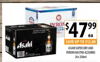 Asahi Super Dry and Peroni Nastro Azzurro 24x330ml